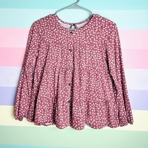 Girls floral long sleeve flowy blouse, light weight, large